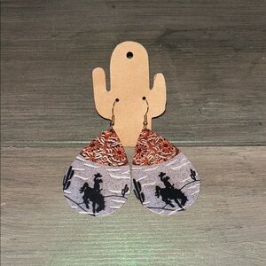 Cowboy Silhouette Teardrop Earrings
